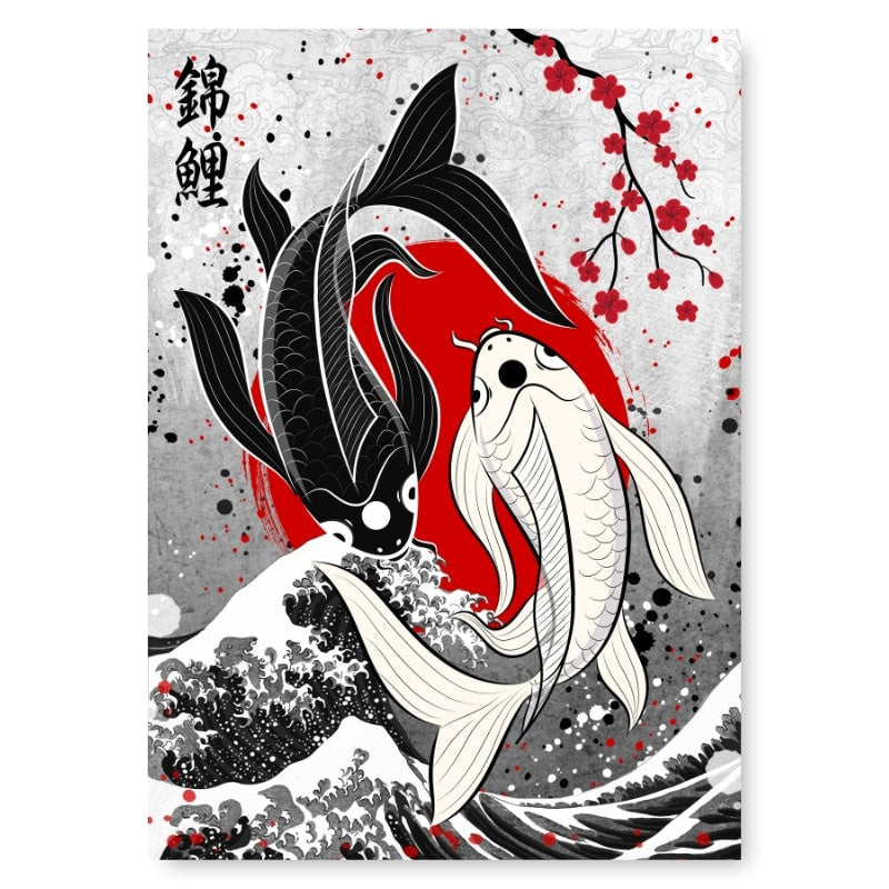 Japansk plakat Duo af koi-karper A3
