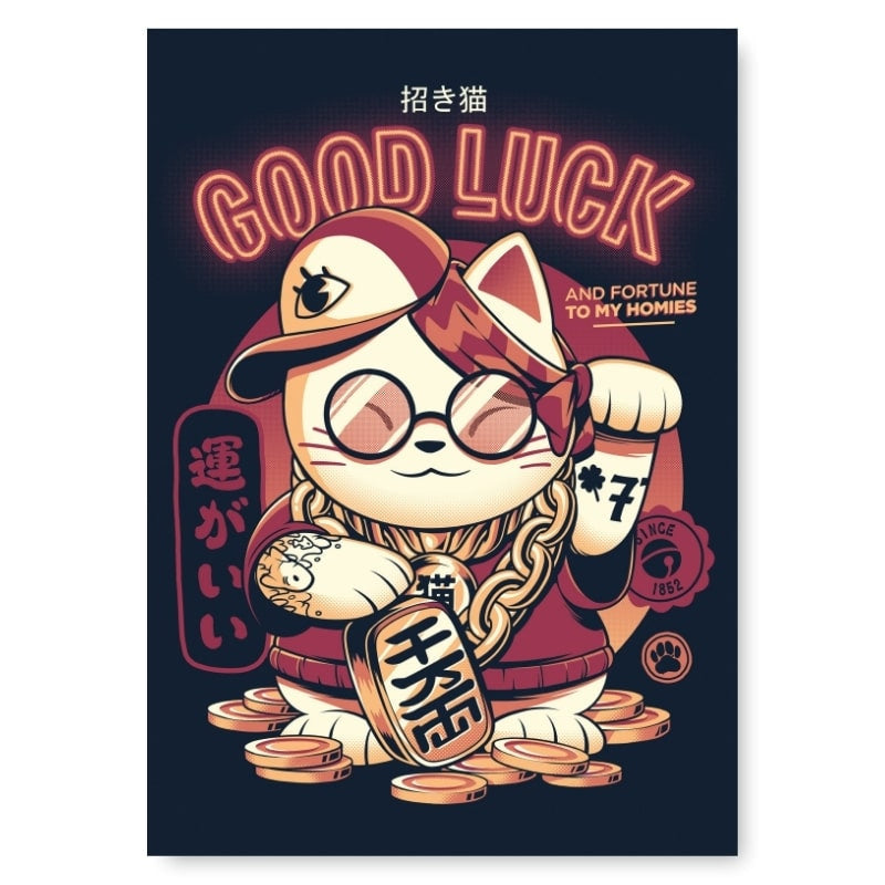 Japansk plakat Maneki Neko A3