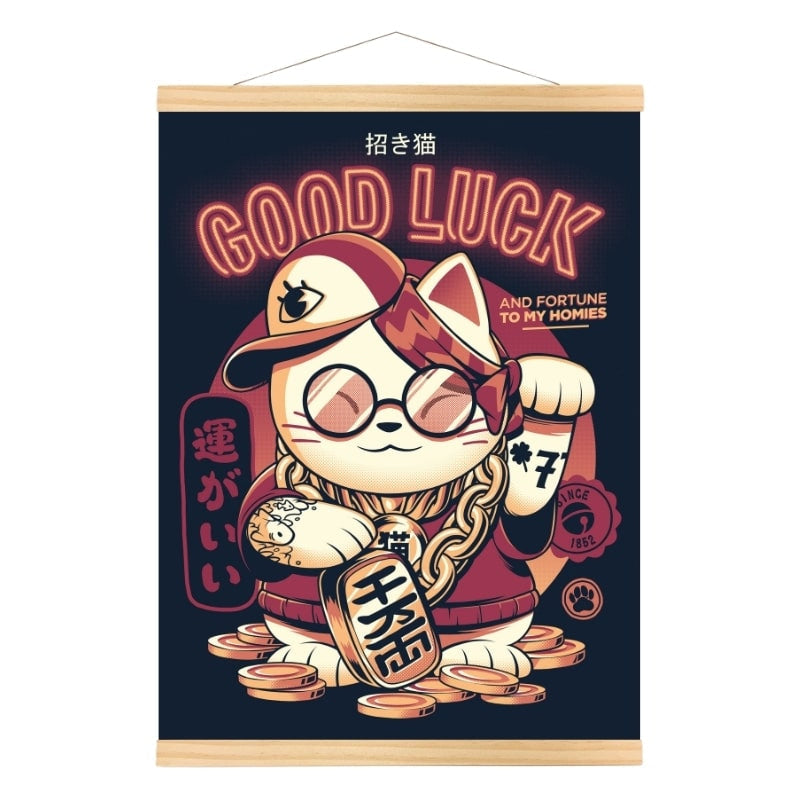 Japansk plakat Maneki Neko A3