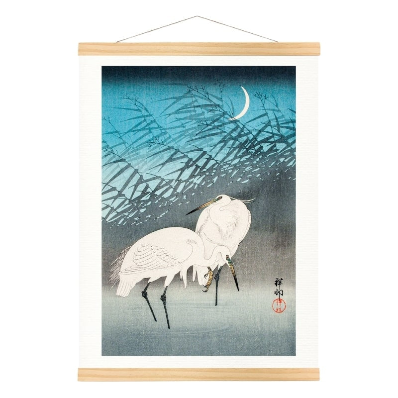 Japansk print Egrets & Reeds A3