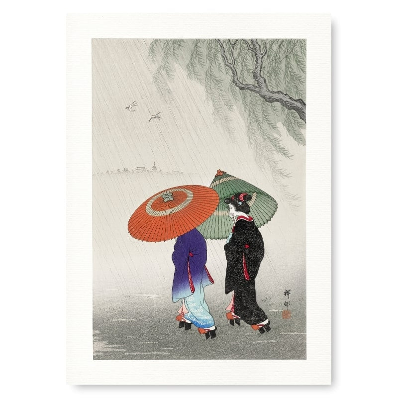 Japansk print To kvinder i regnen A3