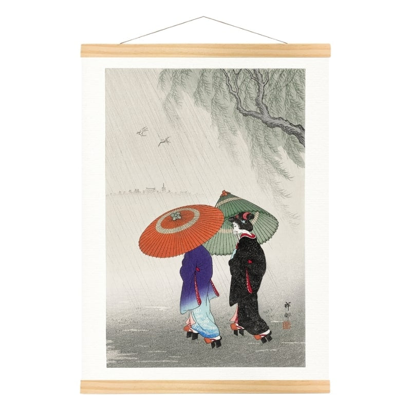Japansk print To kvinder i regnen A3