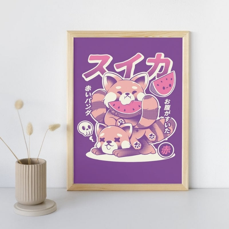 Japansk rød panda-plakat A3