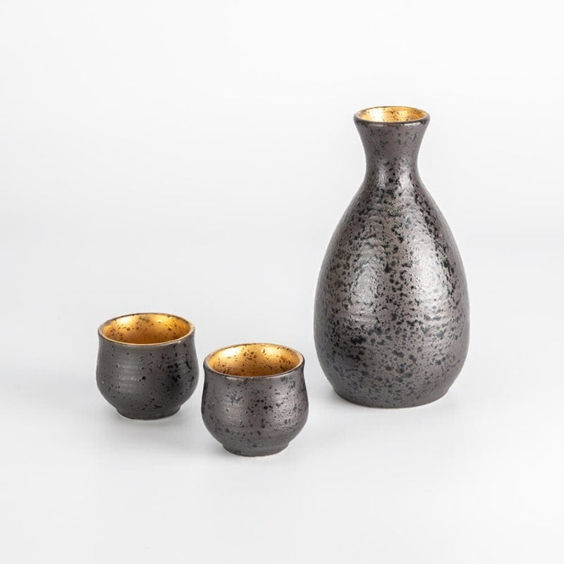 Japansk sake-sæt i guld