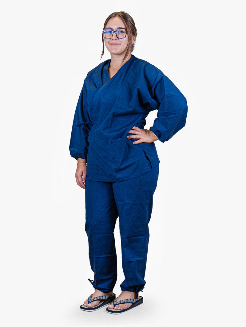 Japansk Samue-pyjamas Dame – Marineblå