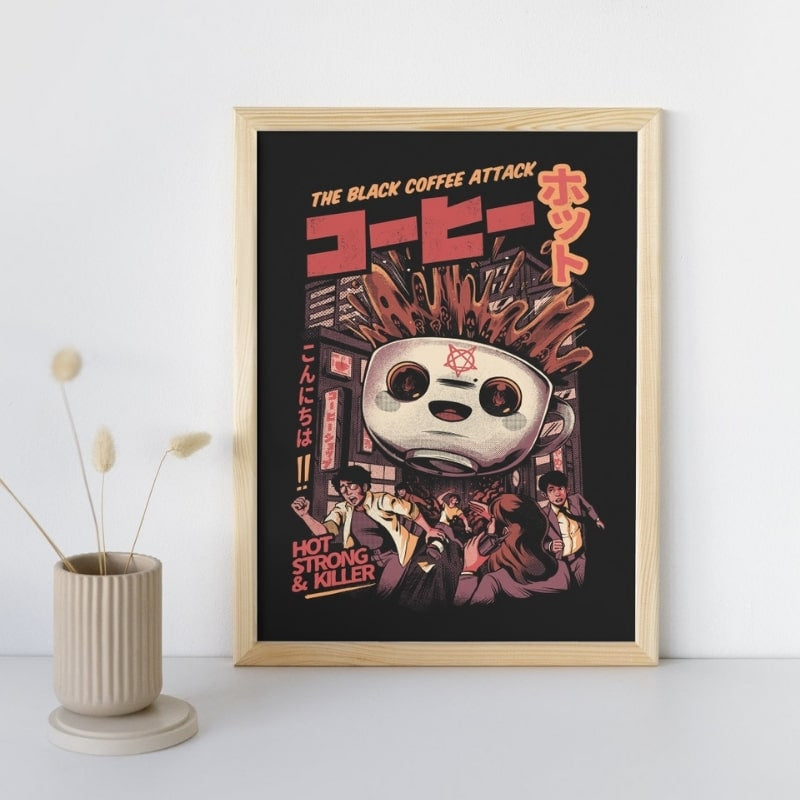 Japansk sort kaffe-plakat A3