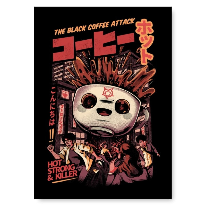 Japansk sort kaffe-plakat A3