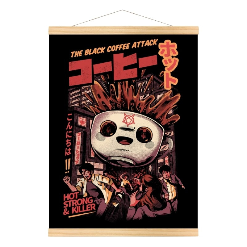 Japansk sort kaffe-plakat A3