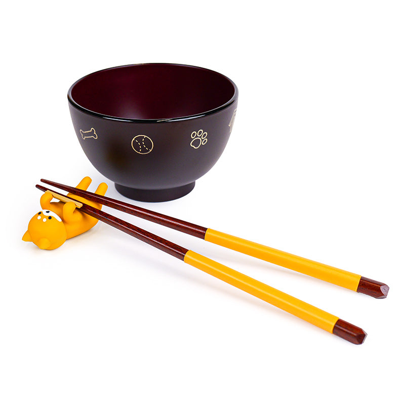 Japansk Suppeskål & Spisepindsholder - Shiba Inu