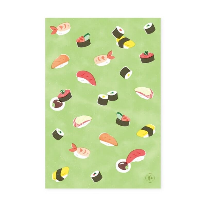Japansk sushi-postkort