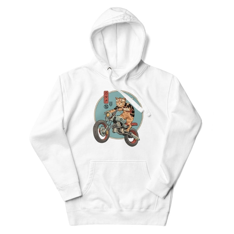 Japansk sweatshirt Neko Rider S / Hvid