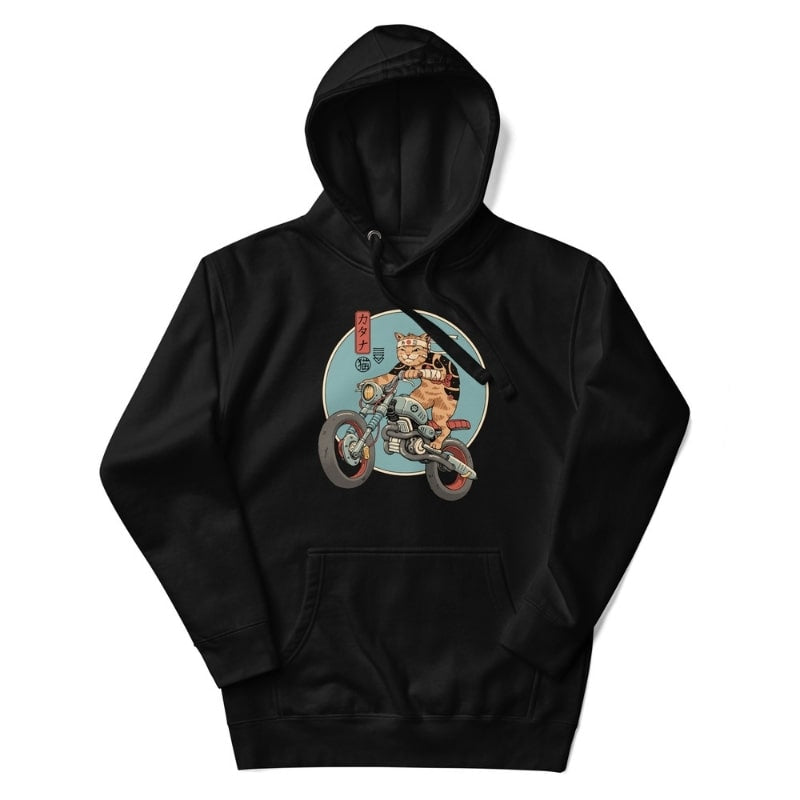 Japansk sweatshirt Neko Rider S / Sort