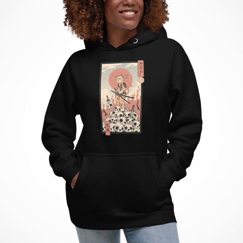 Japansk sweatshirt Ukiyo-e Neko Assassin