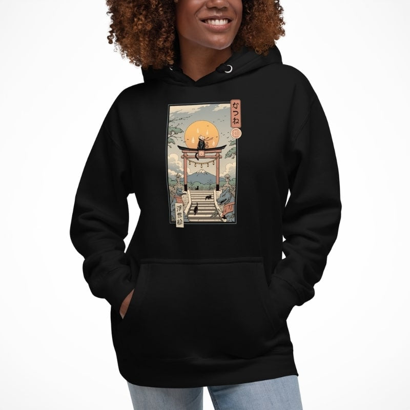 Japansk sweatshirt Ukiyo-e Neko Inari