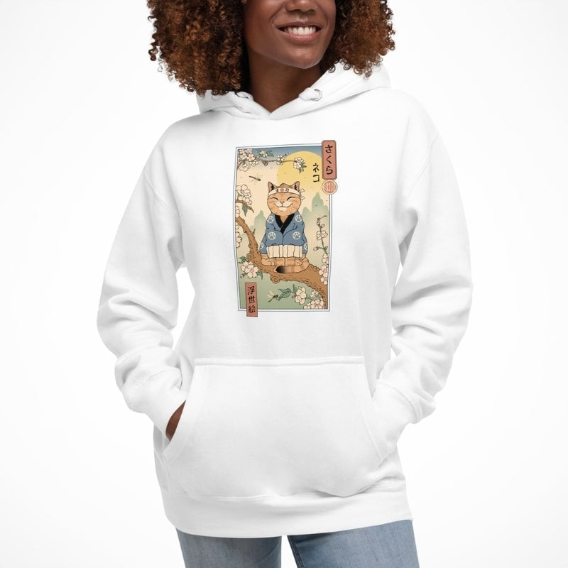 Japansk sweatshirt Ukiyo-e Neko Sakura