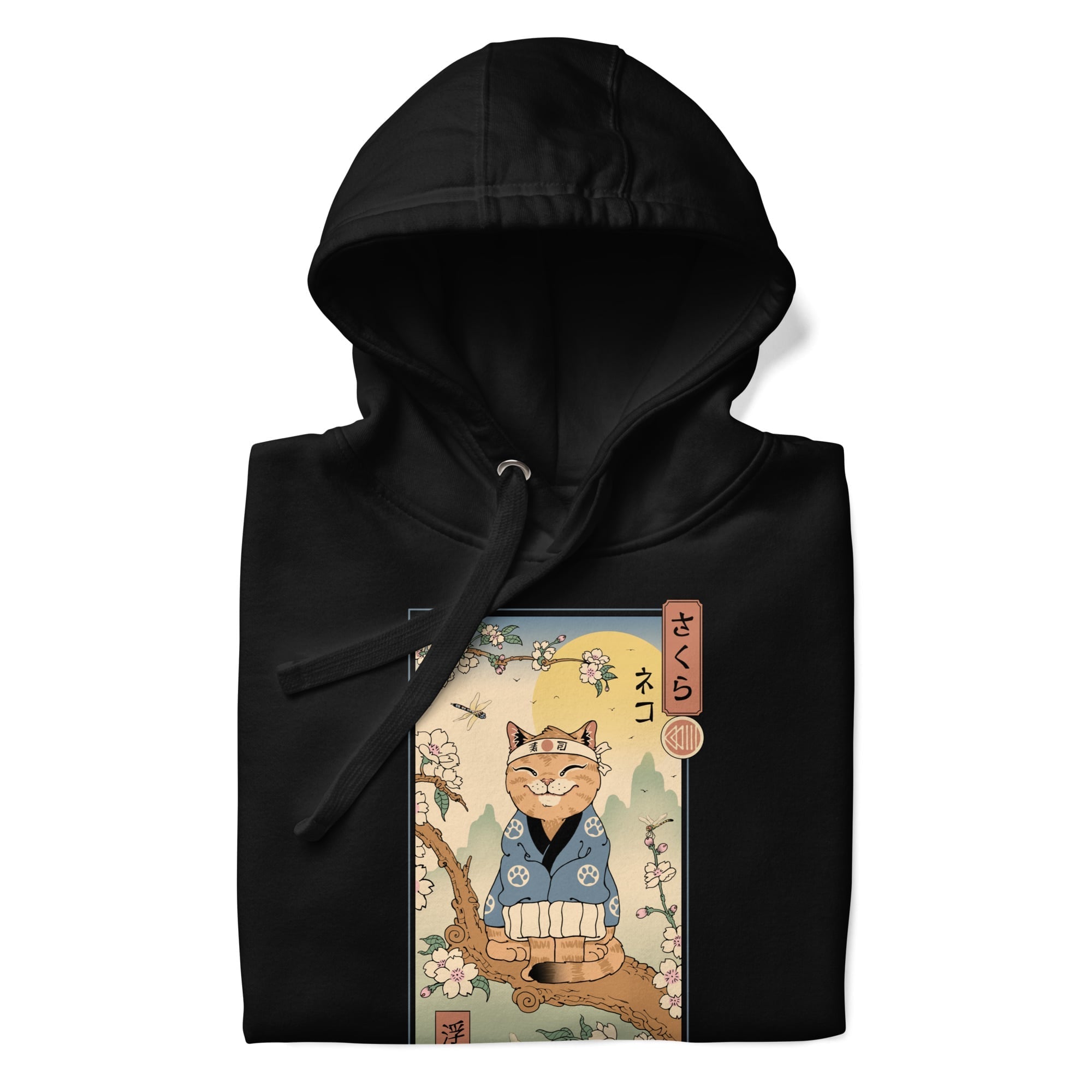 Japansk sweatshirt Ukiyo-e Neko Sakura