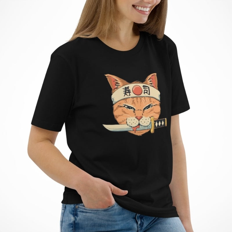 Japansk T-shirt Neko Sushi Katana