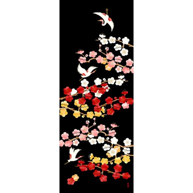 Japansk Tenugui Ume til Tsuru
