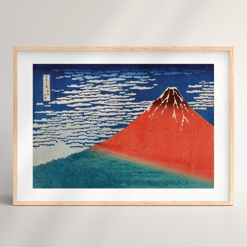Japansk tryk Mount Fuji Red A3