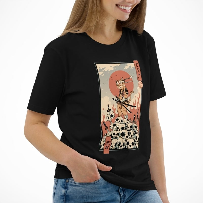 Japansk Ukiyo-e Neko Assassin T-shirt