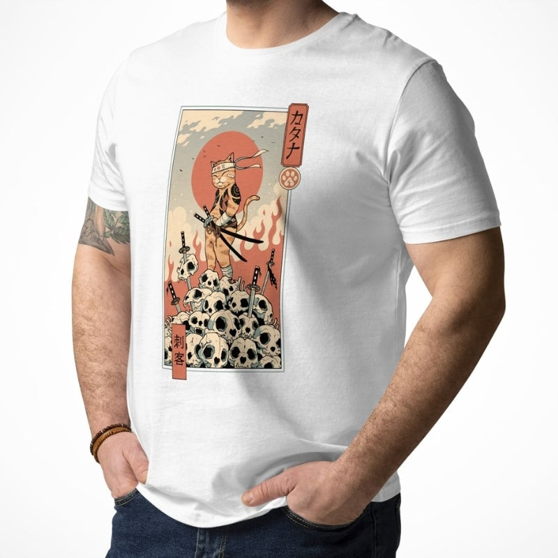 Japansk Ukiyo-e Neko Assassin T-shirt