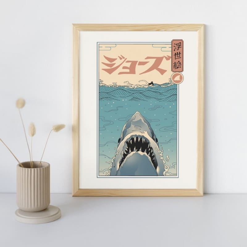 Japansk Ukiyo-e plakat med hajangreb A3