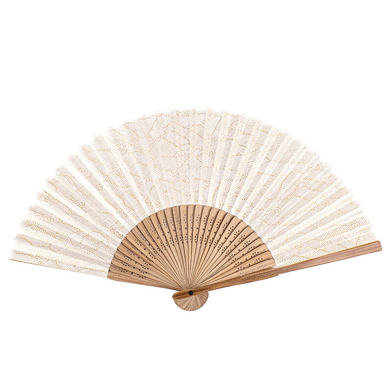 Japansk Vifte Mino Washi - Hvide Bølger
