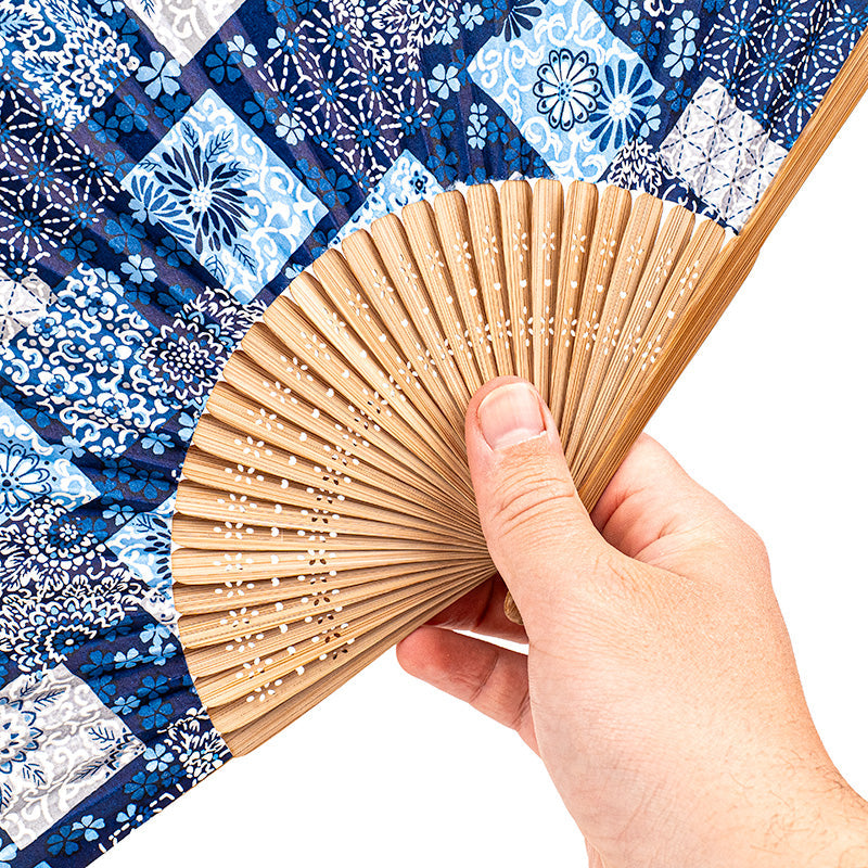 Japansk Vifte Mino Washi - Indigo