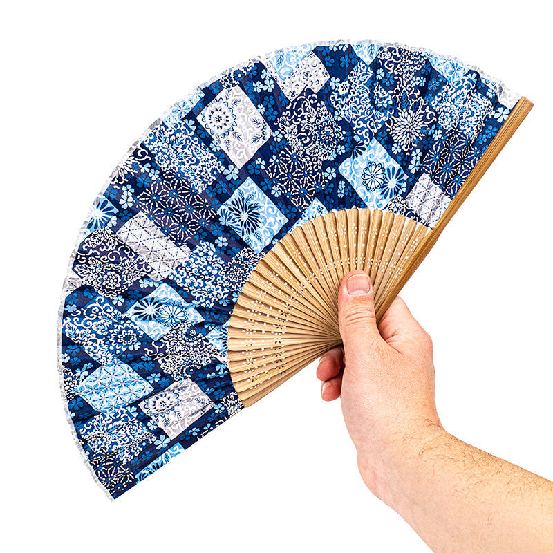 Japansk Vifte Mino Washi - Indigo
