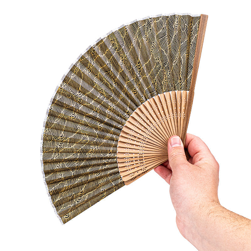 Japansk Vifte Mino Washi - Sorte Bølger