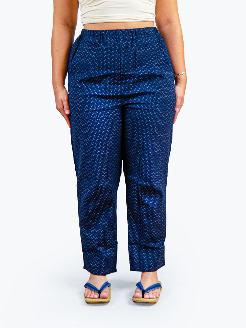 Japanske Bukser Dame – Marineblå Kasuri