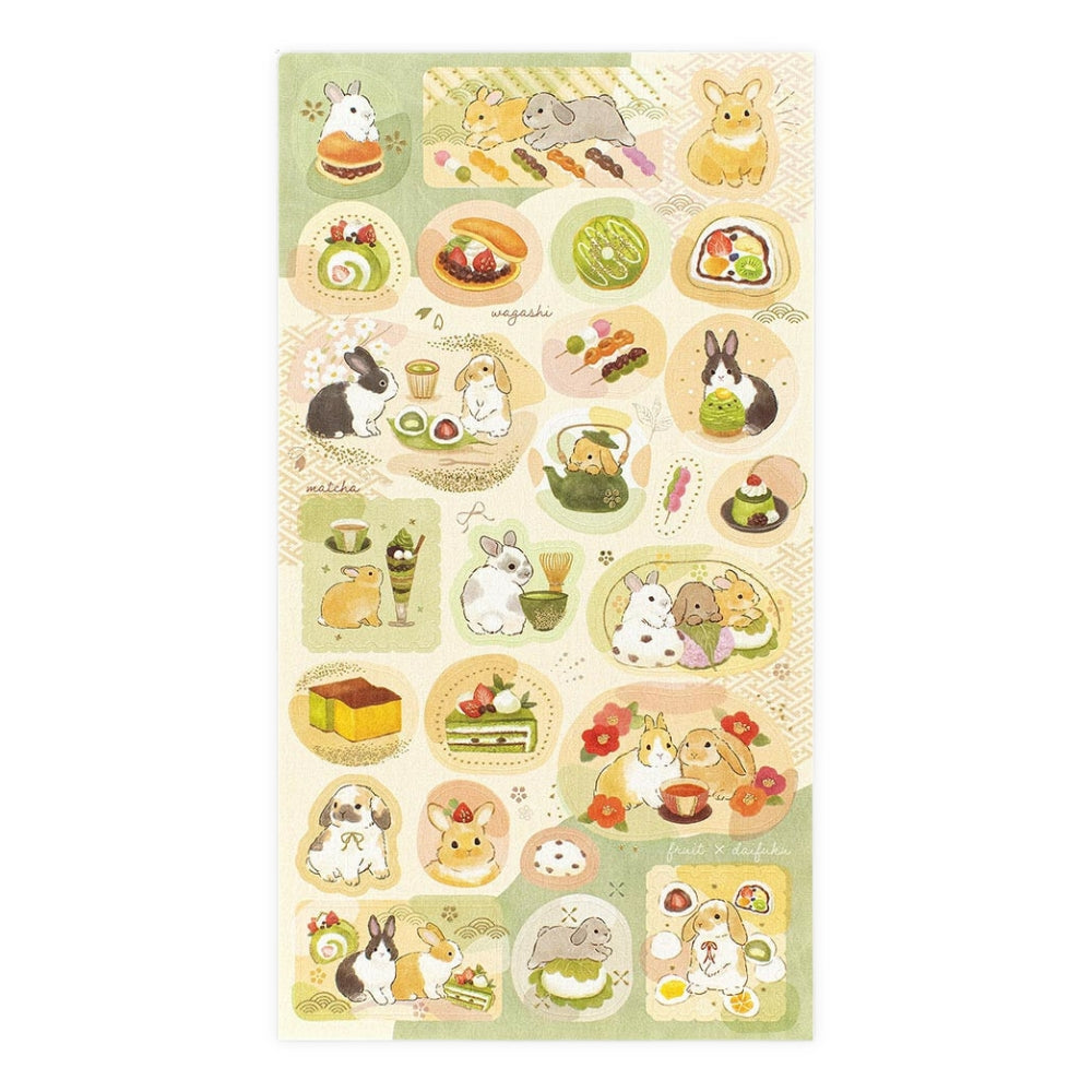 Japanske Klistermærker - Kaniner & Wagashi