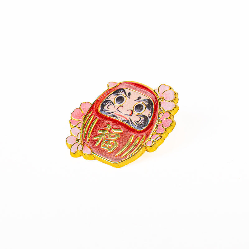 Japanske metal-pins med Daruma og Sakura
