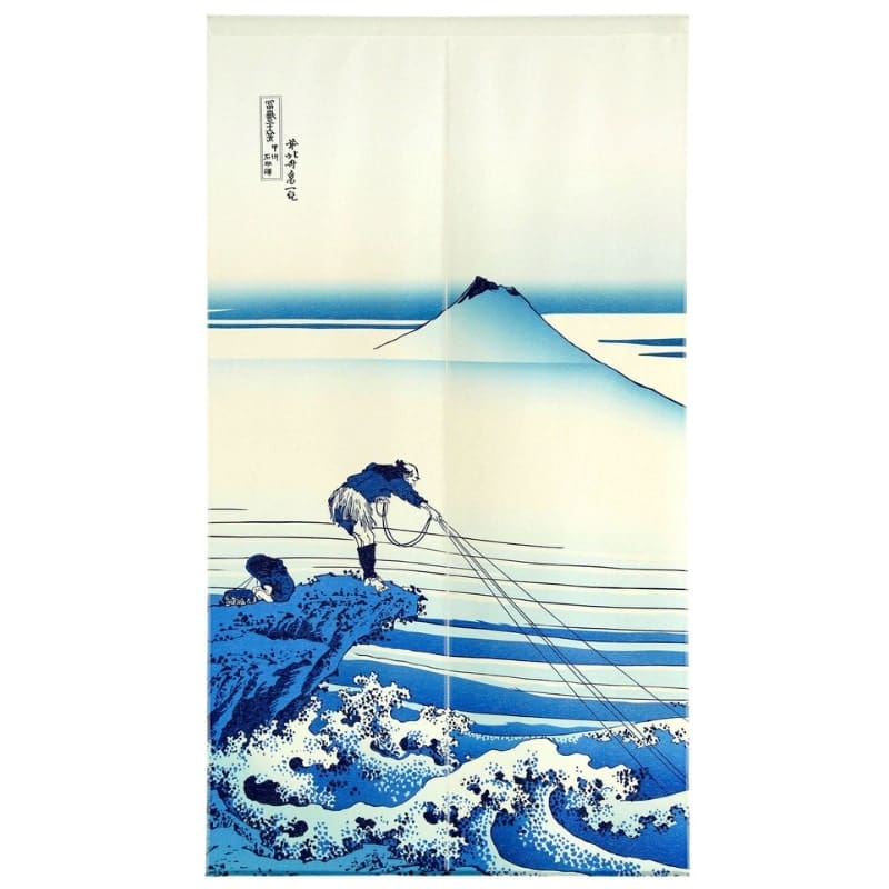 Japanske Noren Mount Fuji Blue 85 x 150 cm