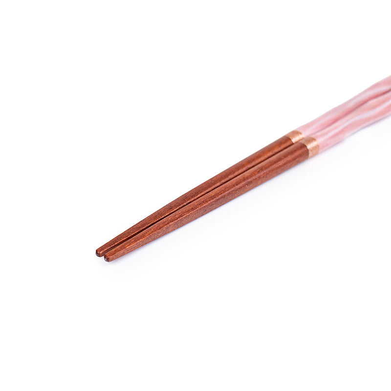 Japanske Spisepinde - Bølget Rosa Glitter