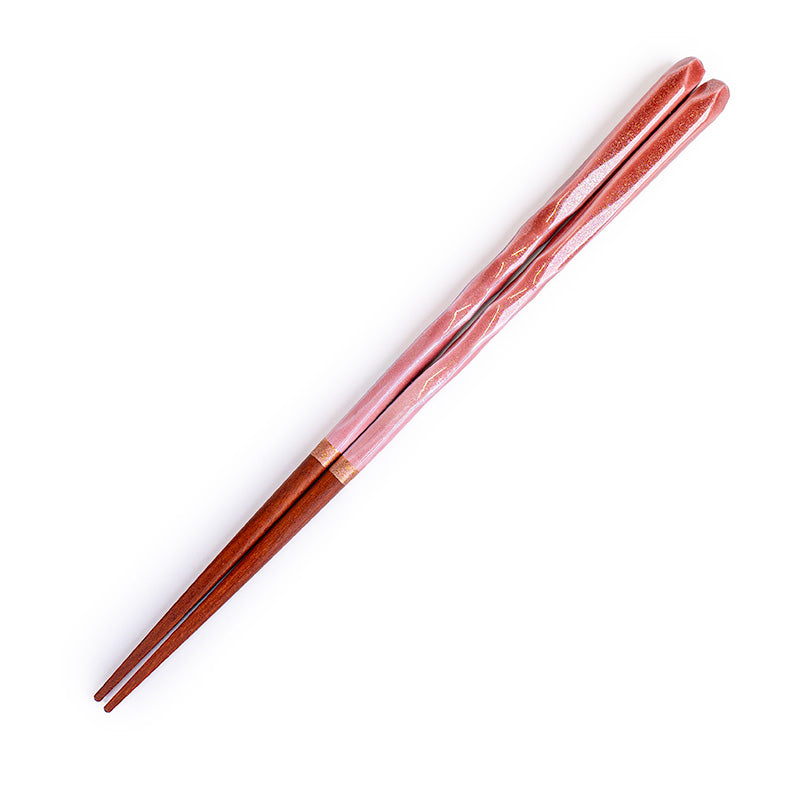 Japanske Spisepinde - Bølget Rosa Glitter