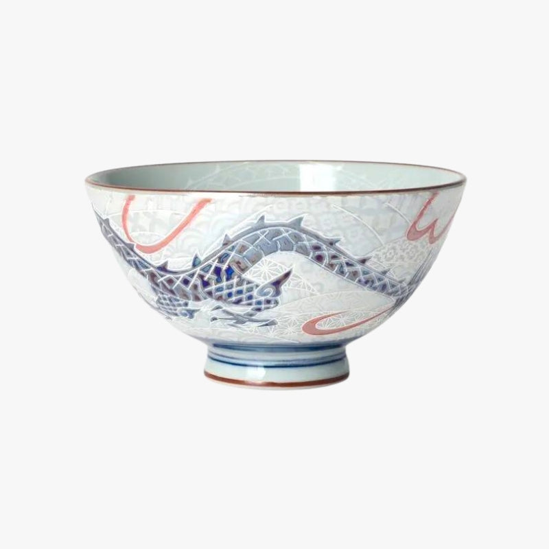 Keramisk skål med japansk drage