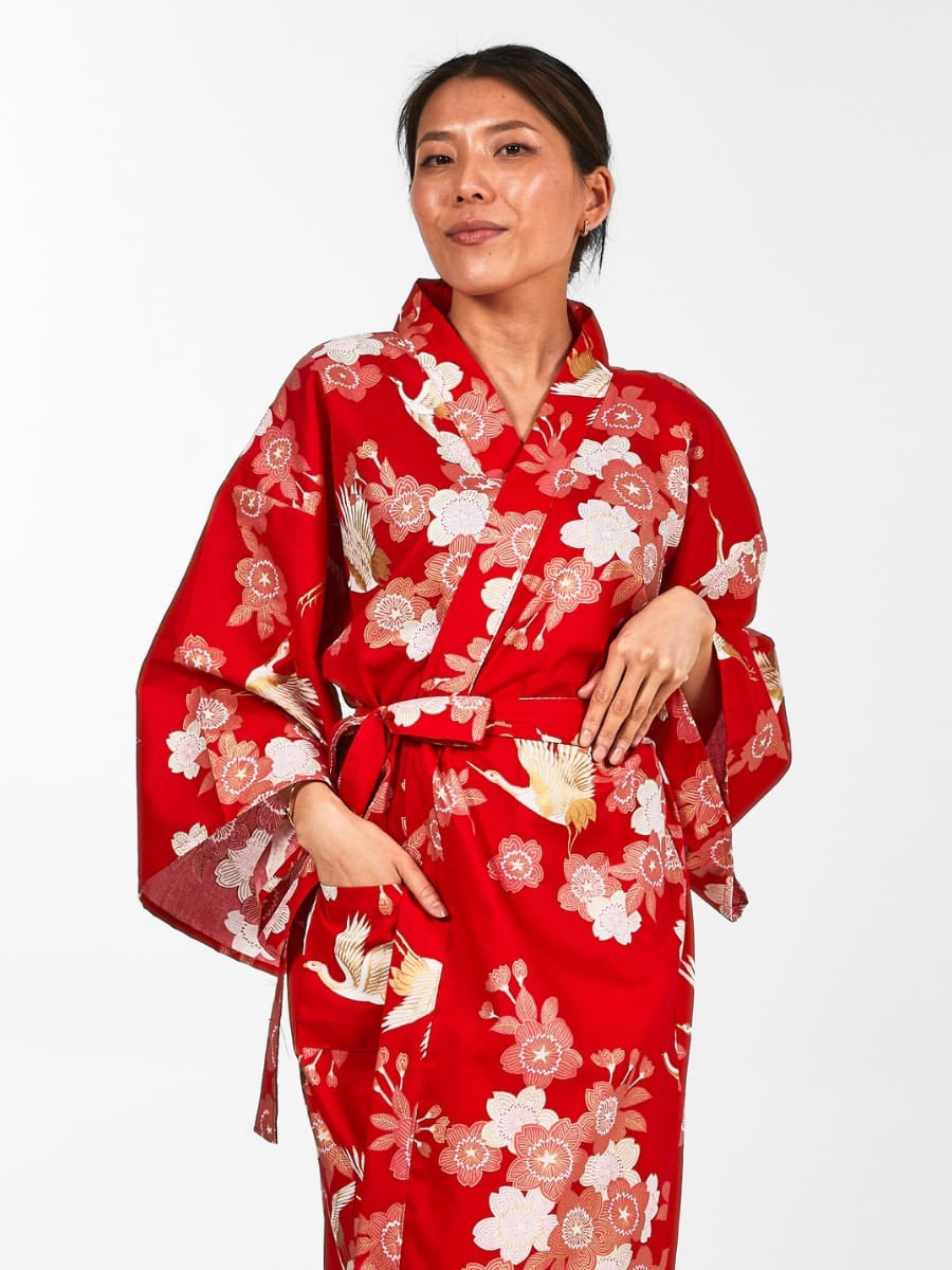 Kimono Happi Woman Sakura to Tsuru Én størrelse