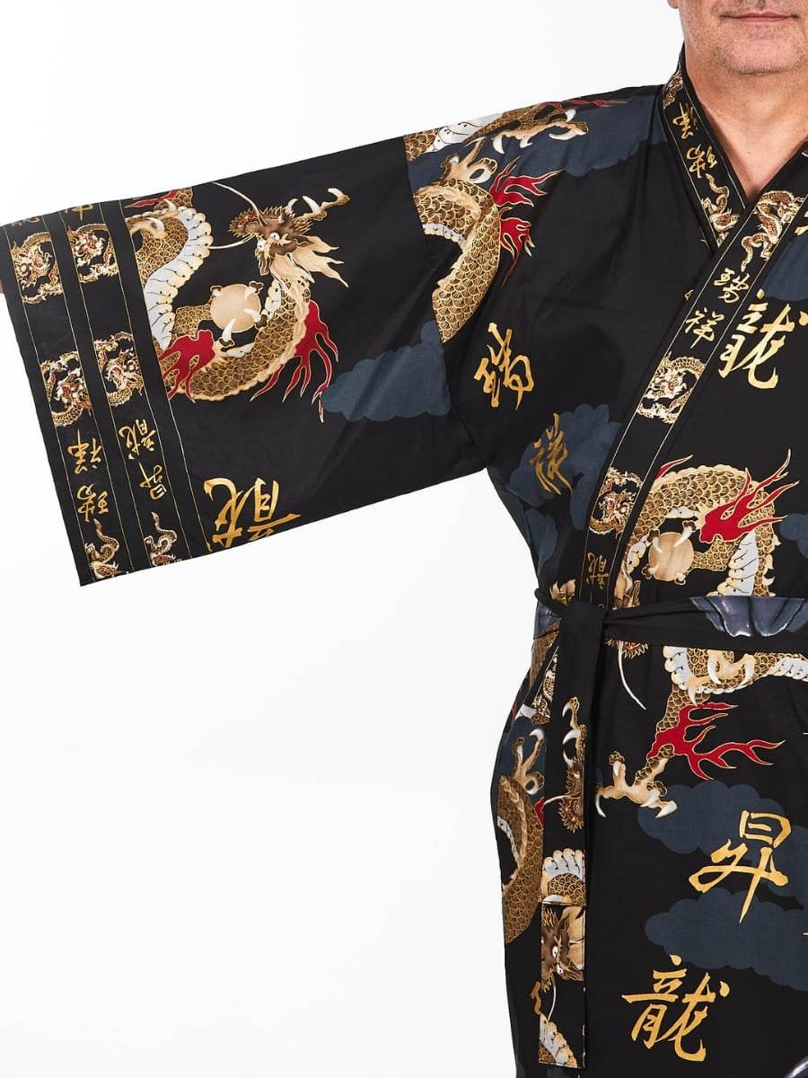 Kimono med japansk drage til mænd Én størrelse