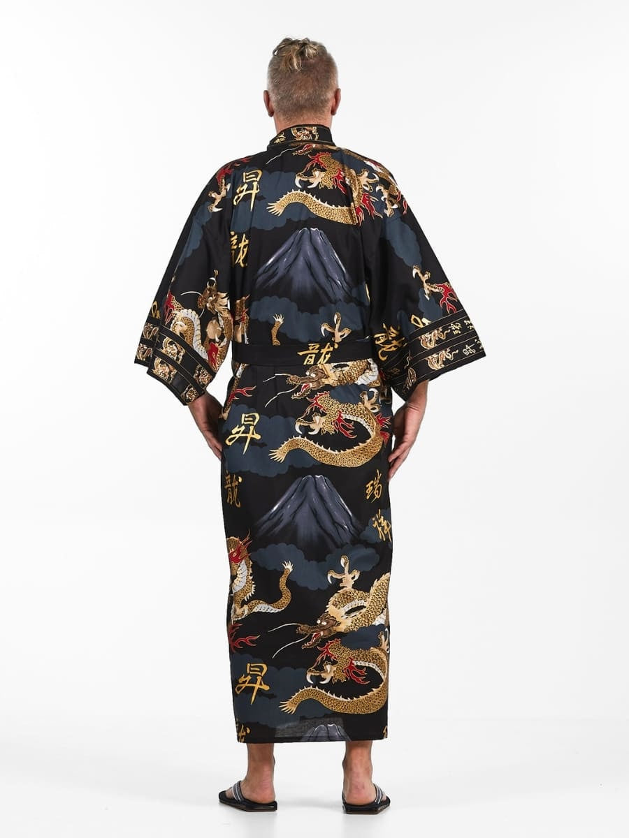 Kimono med japansk drage til mænd Én størrelse