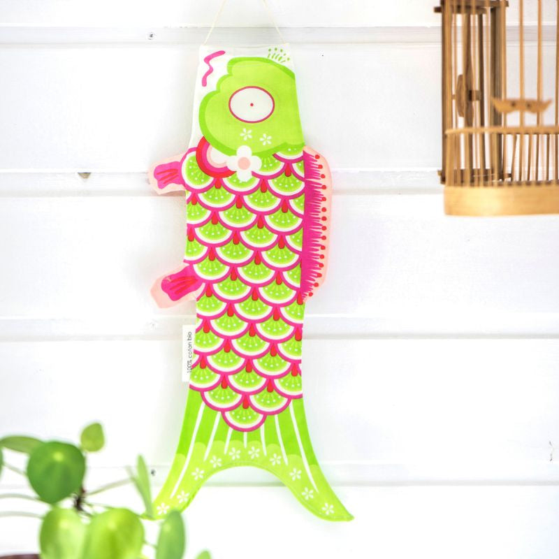 Koinobori Grøn & Pink Mini - 45 cm