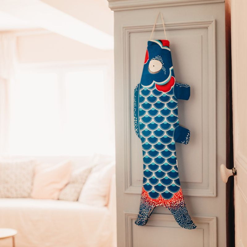 Koinobori Traditionel blå - 70 cm