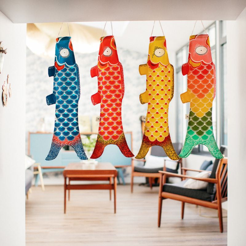Koinobori Traditionel blå - 70 cm