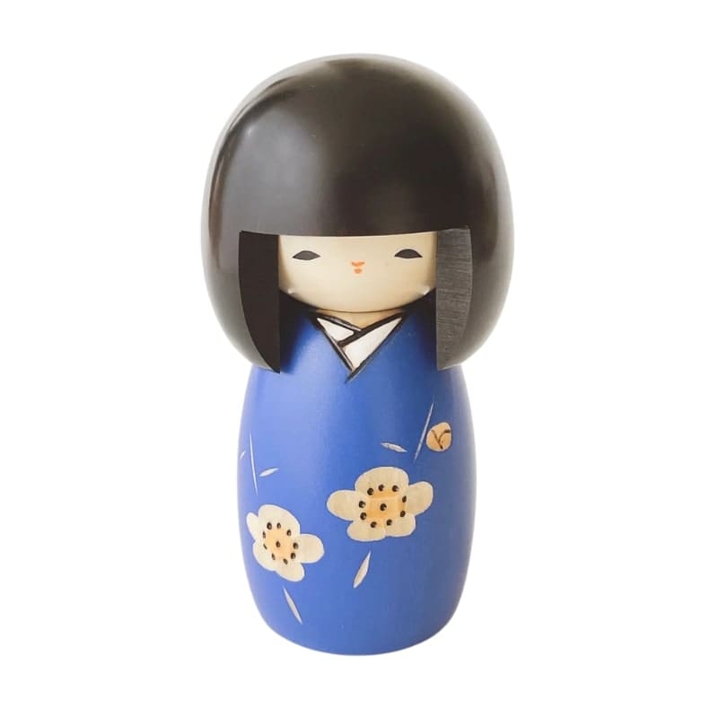 Kokeshi Kaika blå dukke
