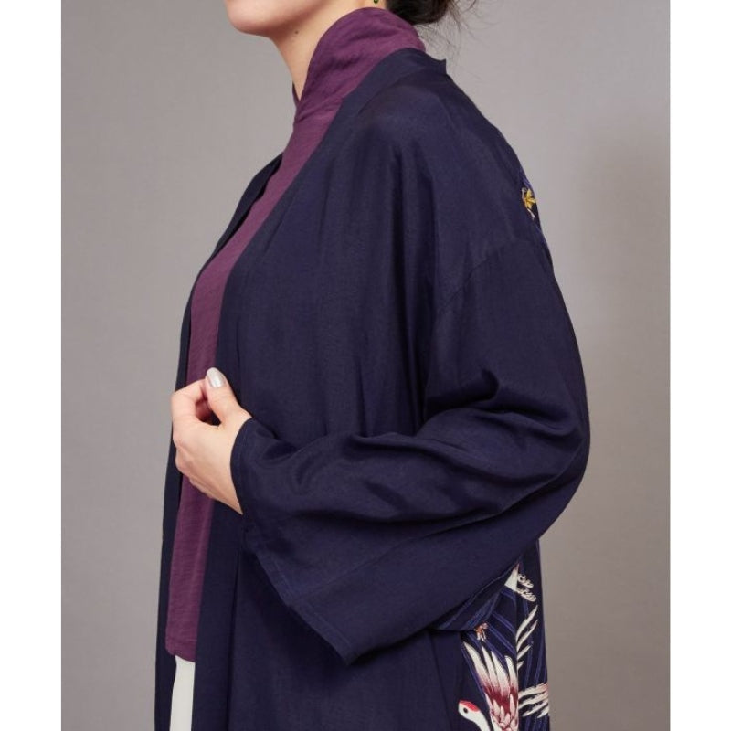 Lang kimono med trane til kvinder