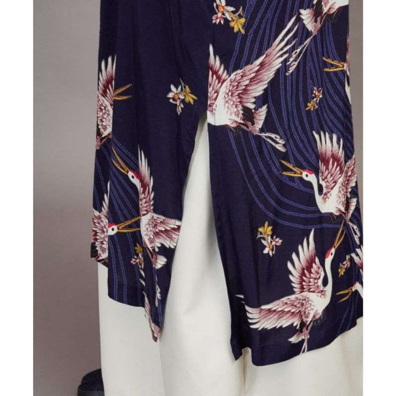 Lang kimono med trane til kvinder