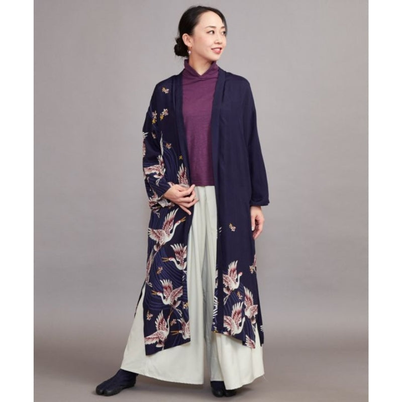 Lang kimono med trane til kvinder