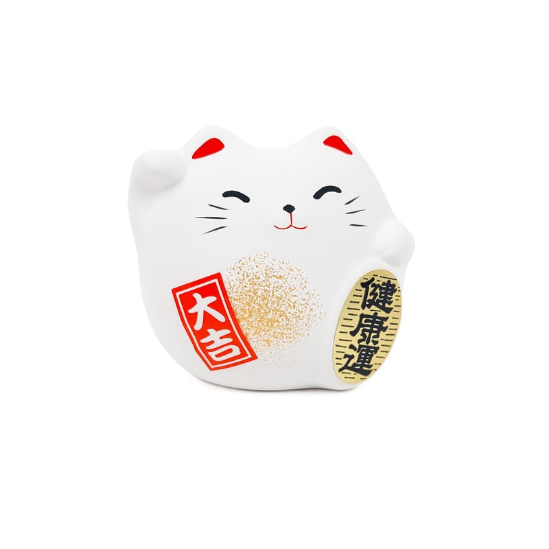 Maneki Neko rund hvid