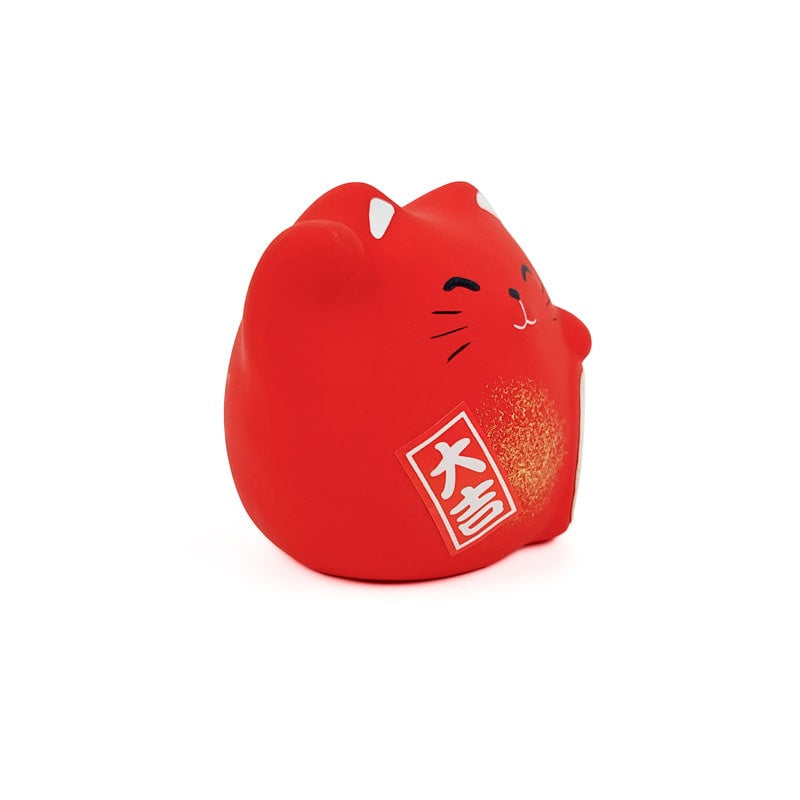 Maneki Neko rund rød
