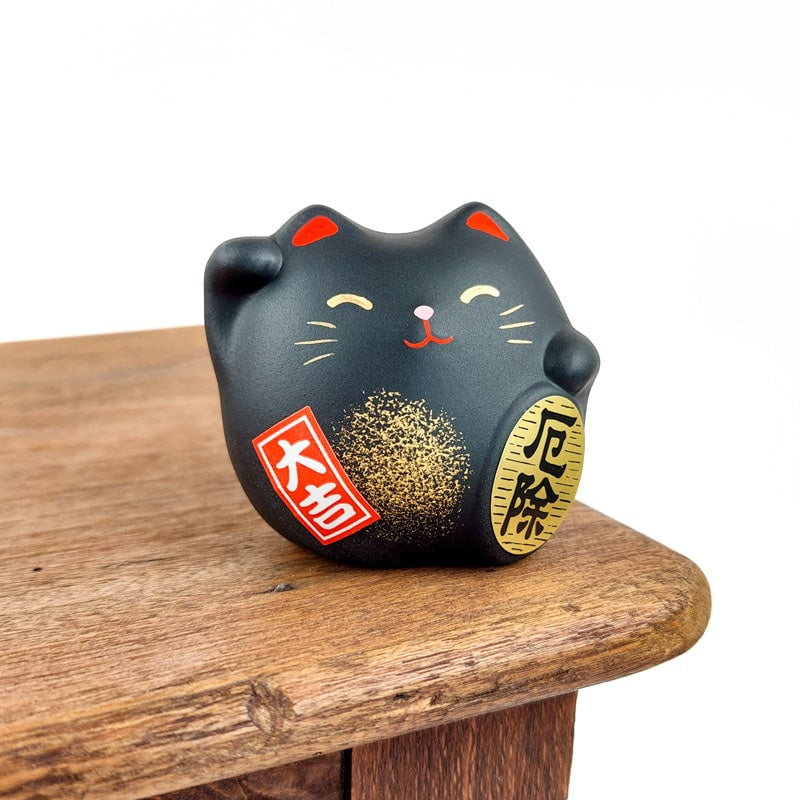 Maneki Neko Rund Sort